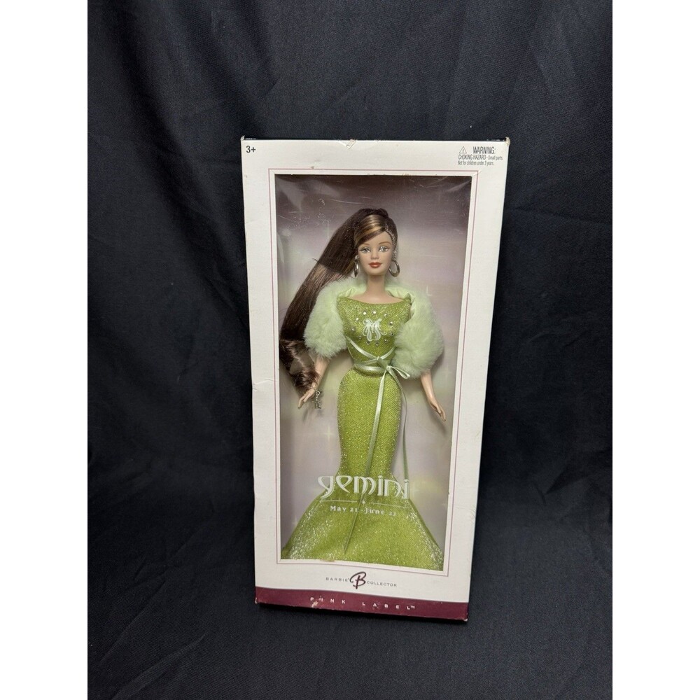 2004 Pink Label Barbie Zodiac Sign Gemini (New, Open Box) Green Dress May June - Picture 2 of 9